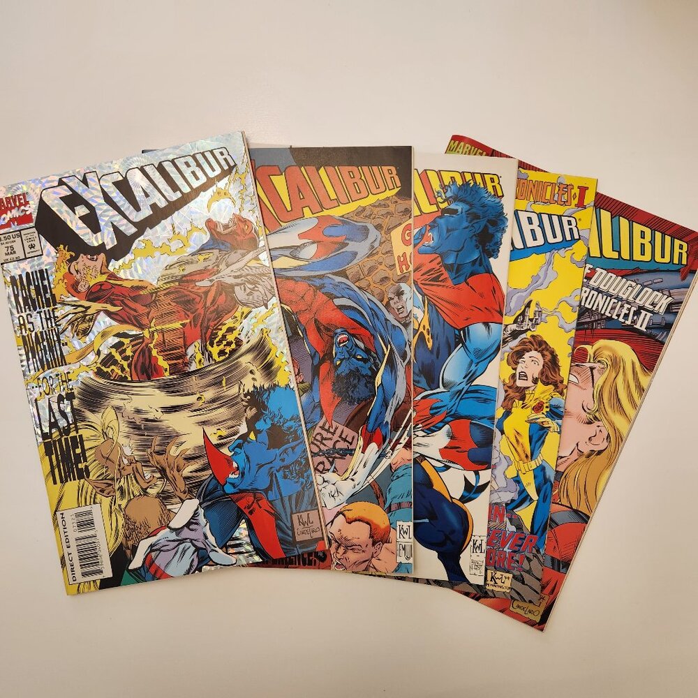 Lot of 5 Excalibur Comic Book 75 76 77 78 79 1994 Marvel Run Douglock 90s